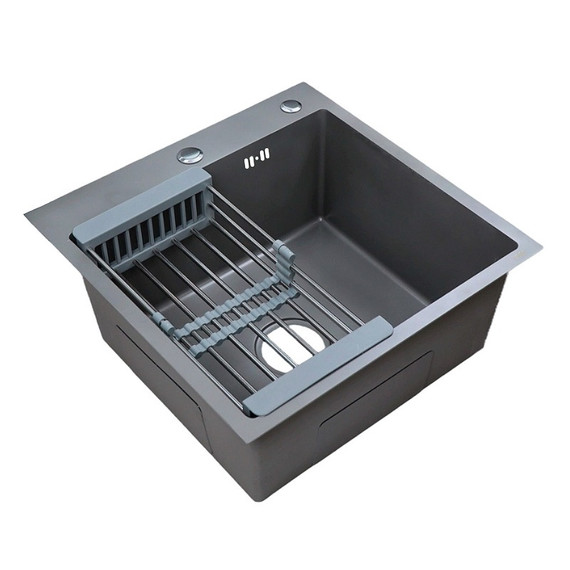 Кухонная мойка Azario Nicole AZG5050H (сифон, дозатор и коландер в комплекте) серый соты фото 4