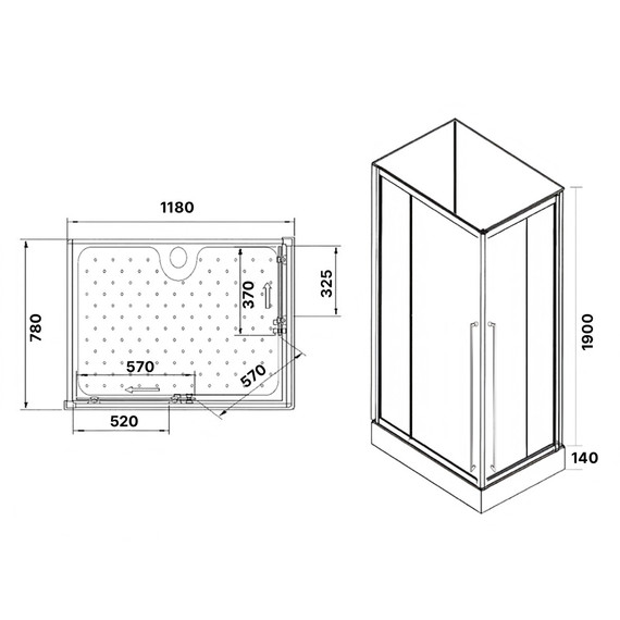 Душевая кабина Loranto 120х80 см CS-3008TMW-120L, чёрный/прозрачное фото 3