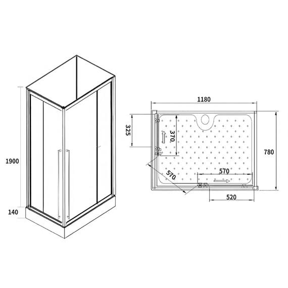 Душевая кабина Loranto 120х80 см CS-3008TM/W-120R, чёрный/прозрачное фото 3