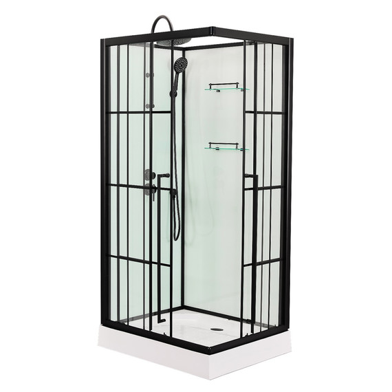 Душевая кабина Loranto 90х90 см CS-3008TMW-90L, чёрный/прозрачное фото 