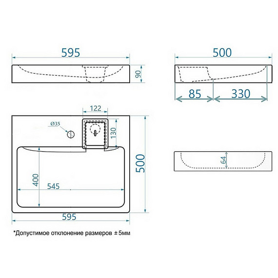 Раковина над стиральной машиной Azario SHARP NEW 60 см CS00105718 фото 7