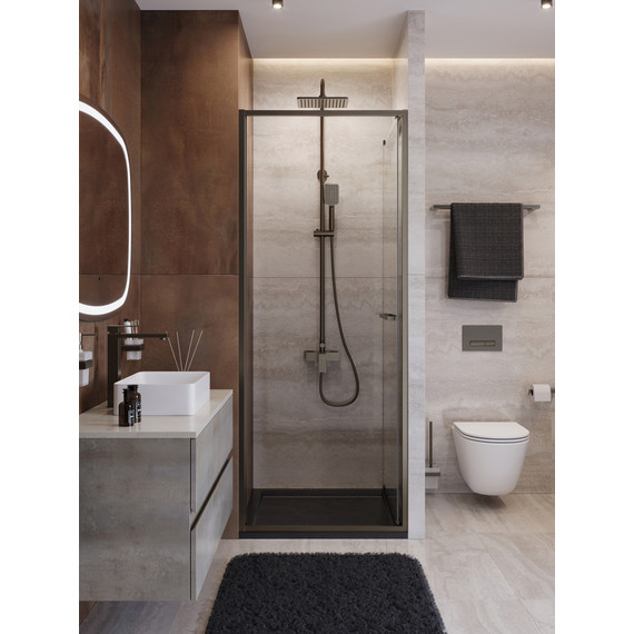 Душевая дверь Cezares Lux 70 см LUX-B-FS-1-70-C-GM, оружейная сталь/прозрачное фото 4