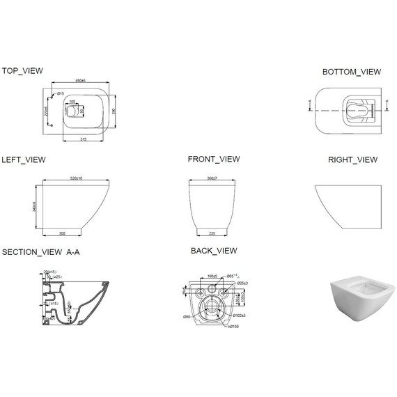 Унитаз подвесной безободковый Allen Brau Liberty 3 Tornado 4.33011.20 с тонкой крышкой микролифт (система смыва Торнадо) фото 25