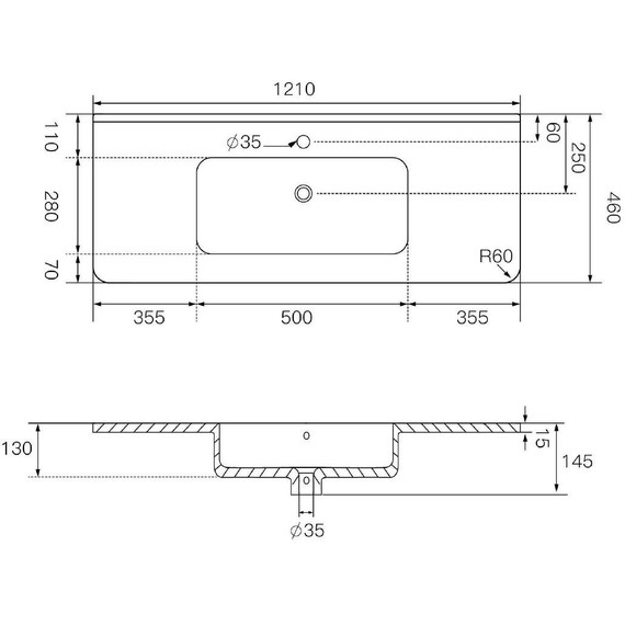 Раковина врезная на столешницу Allen Brau Paris 121 см 4.61003.20 фото 13
