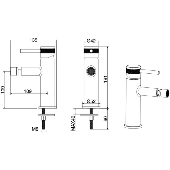Смеситель для биде Allen Brau Priority 5.31004-31 (с донным клапаном) чёрный матовый фото 10