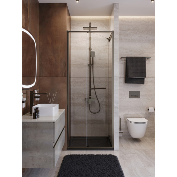 Душевая дверь Cezares Lux 80 см LUX-B-FS-1-80-C-GM, оружейная сталь/прозрачное фото 3