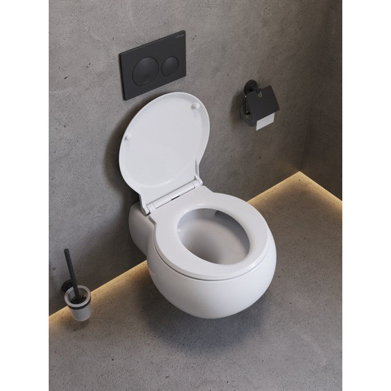 Унитаз подвесной безободковый Cezares Grande-Tor CZR-308-TH-TOR/SC с тонкой крышкой микролифт (система смыва Торнадо) фото 6