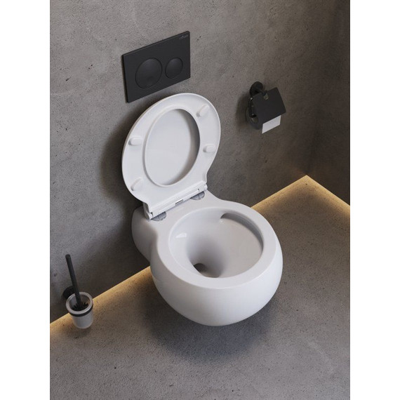 Унитаз подвесной безободковый Cezares Grande-Tor CZR-308-TH-TOR/SC с тонкой крышкой микролифт (система смыва Торнадо) фото 7