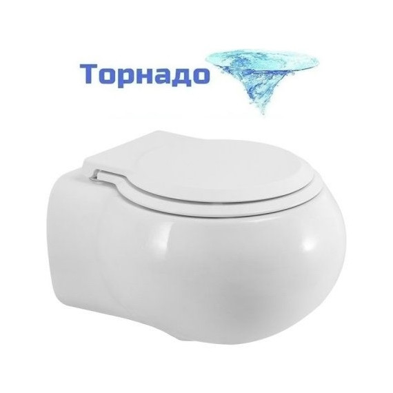 Унитаз подвесной безободковый Cezares Grande-Tor CZR-308-TH-TOR/SC с тонкой крышкой микролифт (система смыва Торнадо) фото 