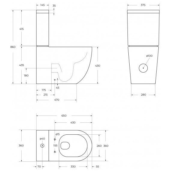 Унитаз-компакт безободковый Cezares Stylus-Tor CZR-538-CP-TOR с тонкой крышкой микролифт (система смыва Торнадо) фото 14