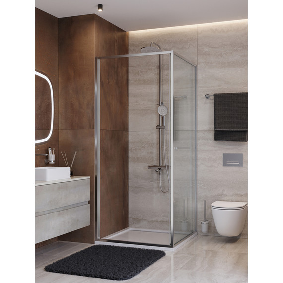 Душевое ограждение Cezares Lux 80x80 см LUX-A-FS-1-80-C-CR, хром/прозрачное фото 4