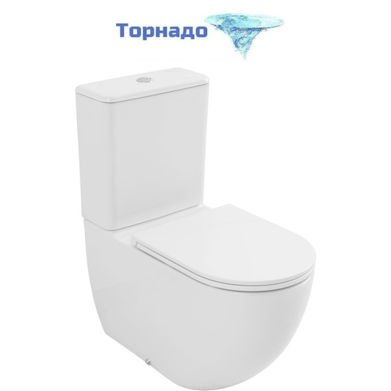 Унитаз-компакт безободковый Allen Brau Priority Tornado 4.31006.20 с тонкой крышкой микролифт (система смыва Торнадо) фото 