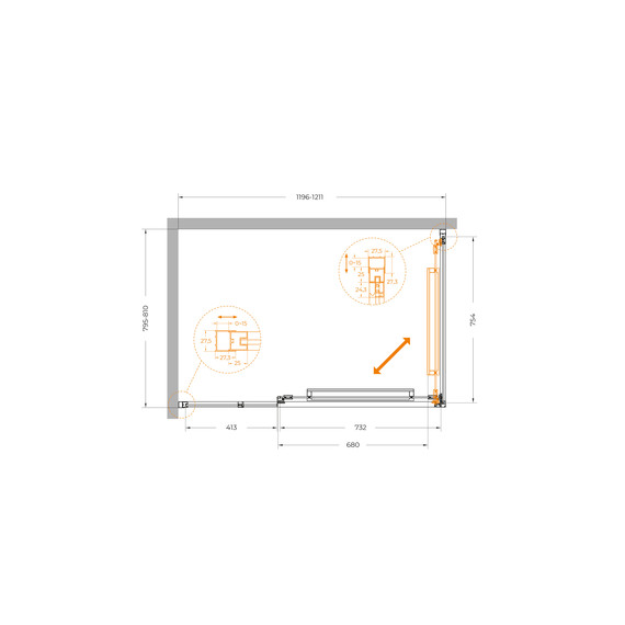 Душевое ограждение Cezares Lux 120x80 см LUX-AH-FS-11-120/80-C-GM, оружейная сталь/прозрачное фото 12