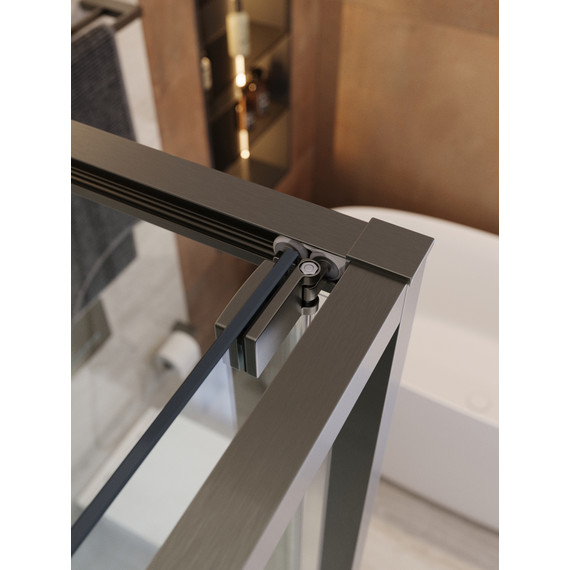 Душевое ограждение Cezares Lux 120x100 см LUX-AH-FS-11-120/100-C-GM, оружейная сталь/прозрачное фото 10