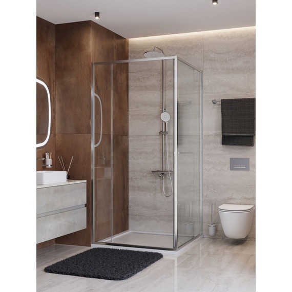 Душевое ограждение Cezares Lux 100x80 см LUX-AH-FS-11-100/80-C-CR, хром/прозрачное фото 3