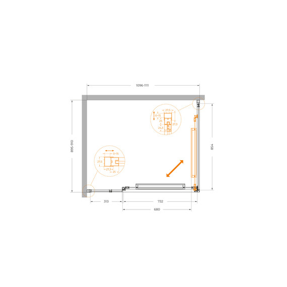 Душевое ограждение Cezares Lux 110x90 см LUX-AH-FS-11-110/90-C-CR, хром/прозрачное фото 12