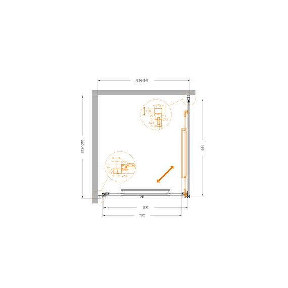 Душевое ограждение Cezares Lux 90x100 см LUX-AH-FS-1-90/100-C-GM, оружейная сталь/прозрачное фото 10