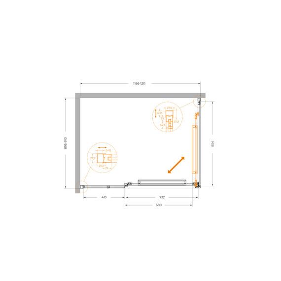 Душевое ограждение Cezares Lux 120x90 см LUX-AH-FS-11-120/90-C-GM, оружейная сталь/прозрачное фото 12
