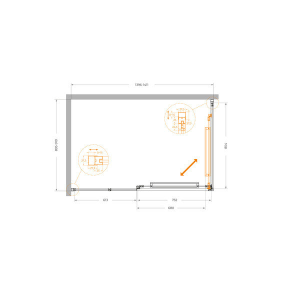 Душевое ограждение Cezares Lux 140x90 см LUX-AH-FS-11-140/90-C-GM, оружейная сталь/прозрачное фото 12