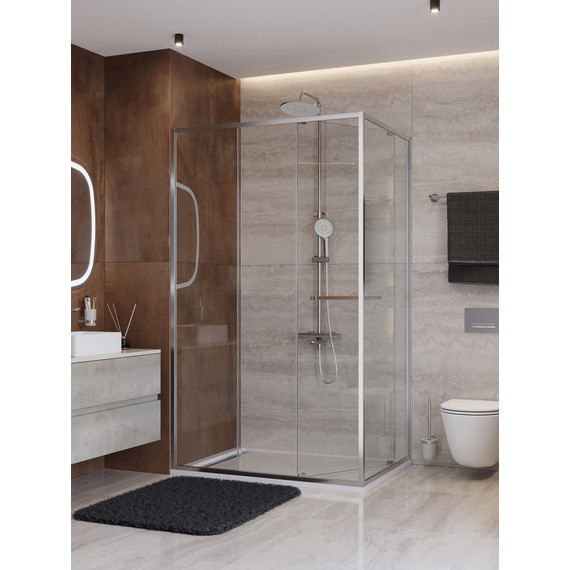 Душевое ограждение Cezares Lux 110x90 см LUX-AH-FS-11-110/90-C-CR, хром/прозрачное фото 2