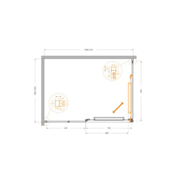 Душевое ограждение Cezares Lux 140x100 см LUX-AH-FS-11-140/100-C-GM, оружейная сталь/прозрачное фото 12