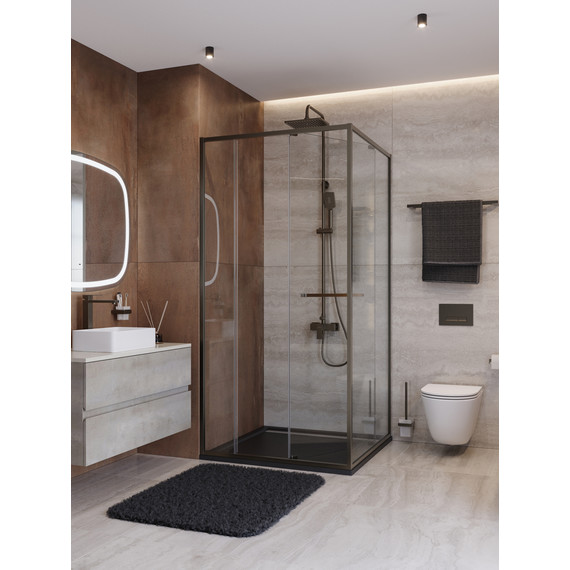 Душевое ограждение Cezares Lux 100x90 см LUX-AH-FS-11-100/90-C-GM, оружейная сталь/прозрачное фото 2