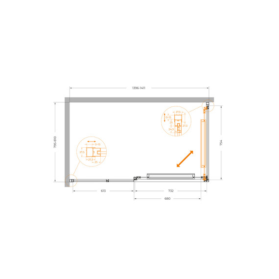 Душевое ограждение Cezares Lux 140x80 см LUX-AH-FS-11-140/80-C-GM, оружейная сталь/прозрачное фото 12