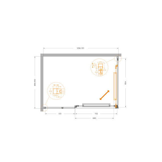 Душевое ограждение Cezares Lux 130x90 см LUX-AH-FS-11-130/90-C-GM, оружейная сталь/прозрачное фото 12