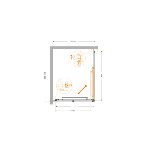 Душевое ограждение Cezares Lux 80x100 см LUX-AH-FS-1-80/100-C-GM, оружейная сталь/прозрачное фото 10