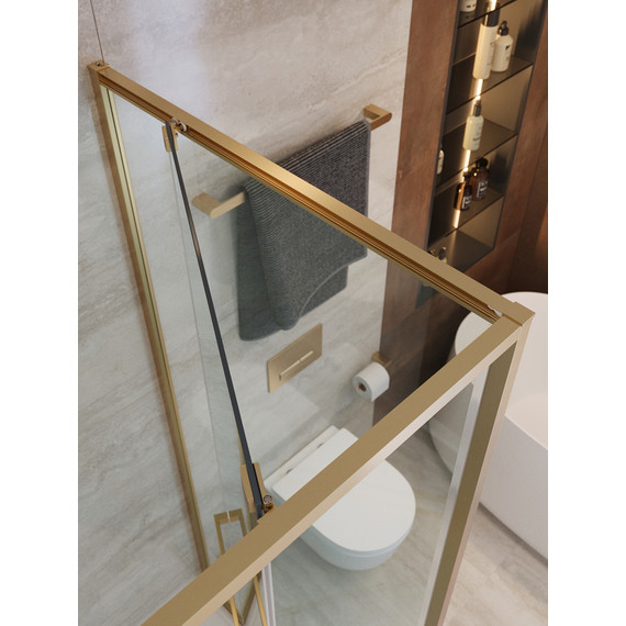 Душевое ограждение Cezares Lux 120x90 см LUX-AH-FS-11-120/90-C-BORO, брашированное золото/прозрачное фото 11