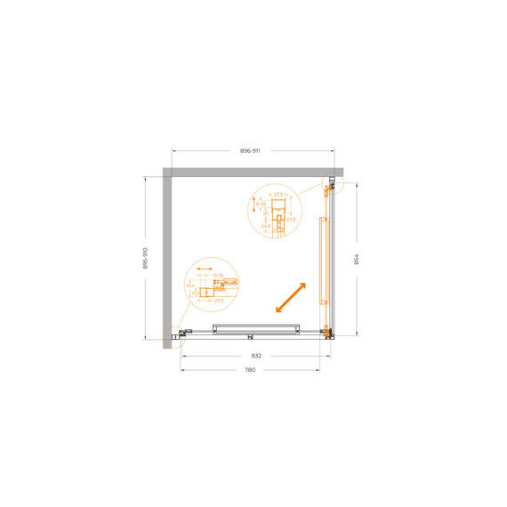 Душевое ограждение Cezares Lux 90x90 см LUX-A-FS-1-90-C-GM, оружейная сталь/прозрачное фото 10