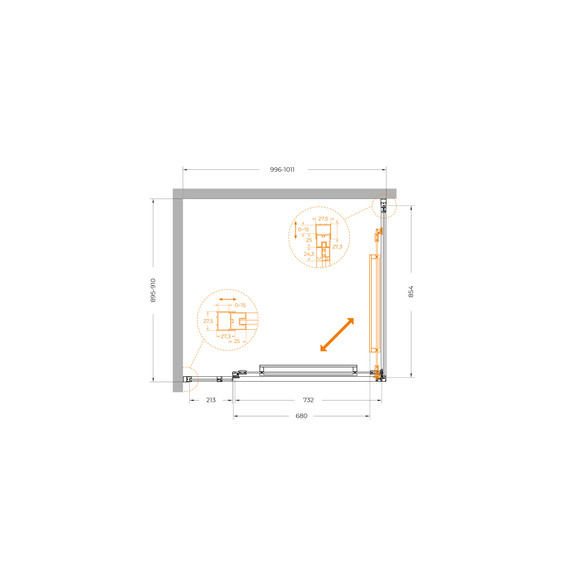 Душевое ограждение Cezares Lux 100x90 см LUX-AH-FS-11-100/90-C-CR, хром/прозрачное фото 12