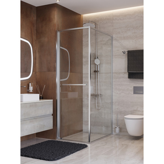 Душевое ограждение Cezares Lux 70x80 см LUX-AH-FS-1-70/80-C-CR, хром/прозрачное фото 