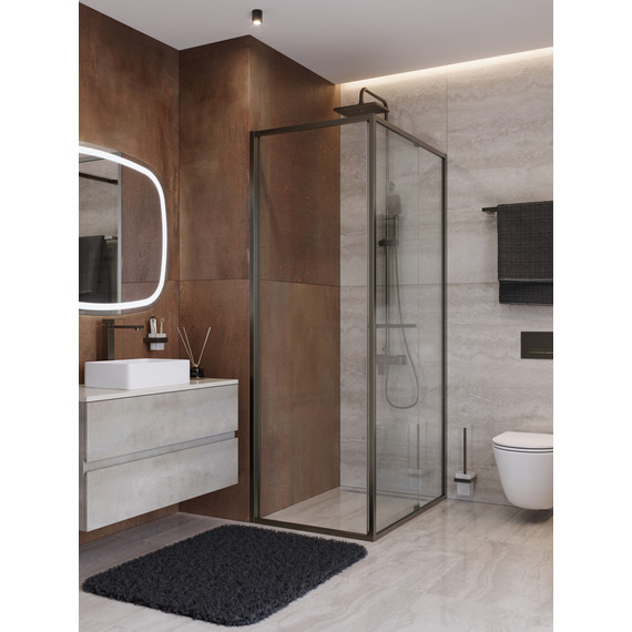 Душевое ограждение Cezares Lux 70x100 см LUX-AH-FS-1-70/100-C-GM, оружейная сталь/прозрачное фото 3