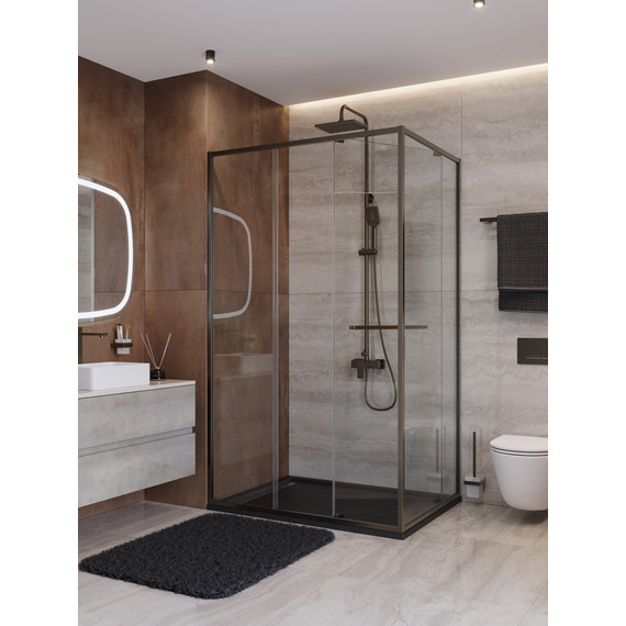 Душевое ограждение Cezares Lux 120x90 см LUX-AH-FS-11-120/90-C-GM, оружейная сталь/прозрачное фото 2