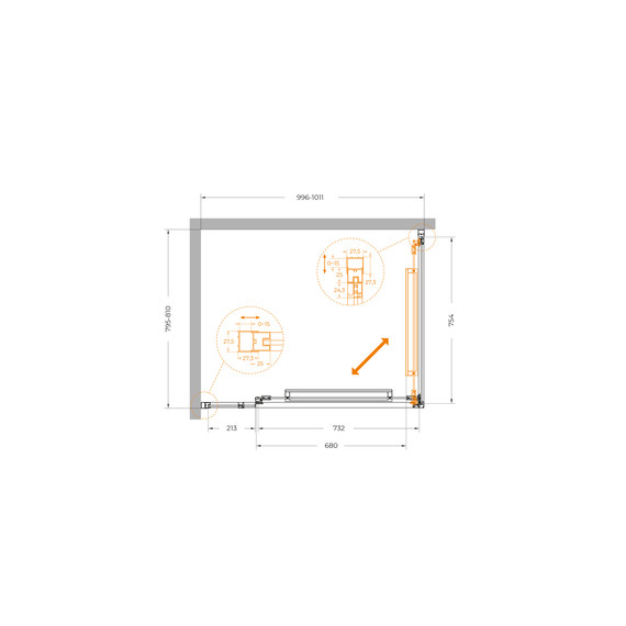 Душевое ограждение Cezares Lux 100x80 см LUX-AH-FS-11-100/80-C-CR, хром/прозрачное фото 12