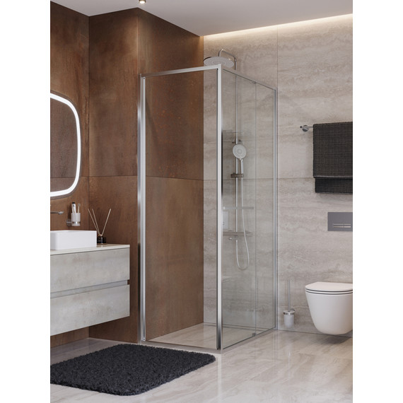 Душевое ограждение Cezares Lux 80x90 см LUX-AH-FS-1-80/90-C-CR, хром/прозрачное фото 3