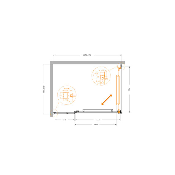 Душевое ограждение Cezares Lux 110x80 см LUX-AH-FS-11-110/80-C-CR, хром/прозрачное фото 12