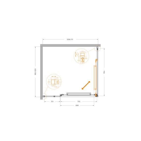 Душевое ограждение Cezares Lux 110x100 см LUX-AH-FS-11-110/100-C-GM, оружейная сталь/прозрачное фото 12