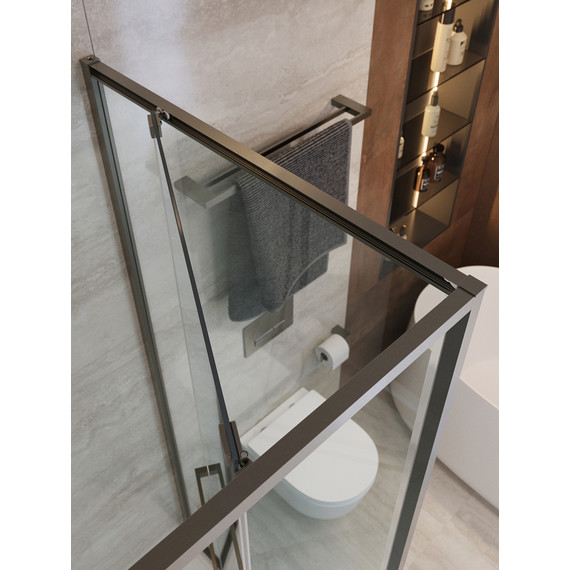 Душевое ограждение Cezares Lux 120x90 см LUX-AH-FS-11-120/90-C-GM, оружейная сталь/прозрачное фото 11