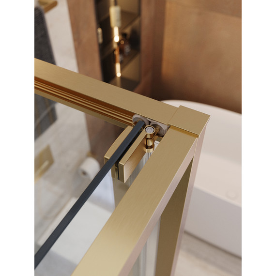 Душевое ограждение Cezares Lux 120x90 см LUX-AH-FS-11-120/90-C-BORO, брашированное золото/прозрачное фото 10