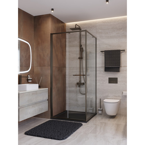 Душевое ограждение Cezares Lux 90x90 см LUX-A-FS-1-90-C-GM, оружейная сталь/прозрачное фото 2