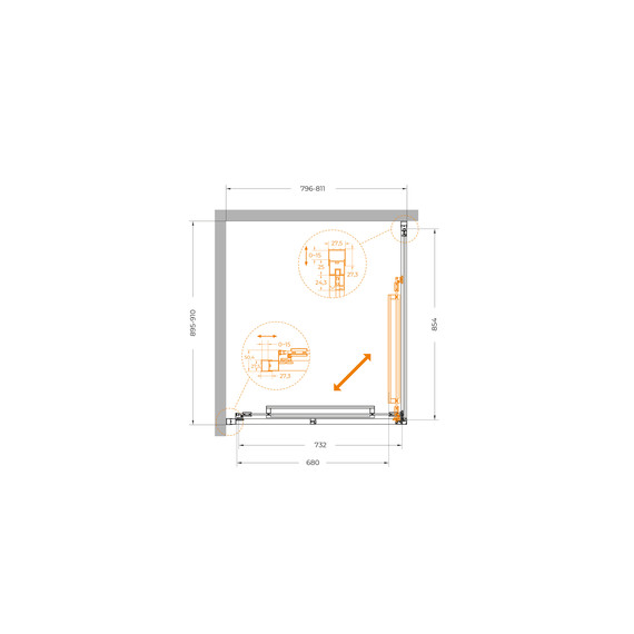 Душевое ограждение Cezares Lux 80x90 см LUX-AH-FS-1-80/90-C-GM, оружейная сталь/прозрачное фото 10