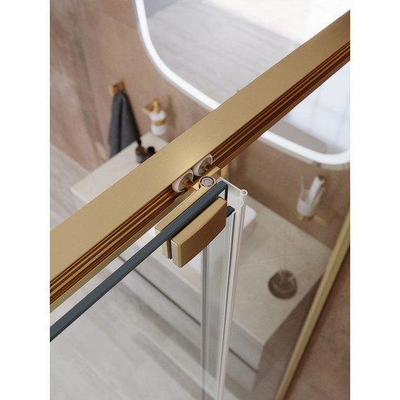 Душевое ограждение Cezares Lux 120x90 см LUX-AH-FS-11-120/90-C-BORO, брашированное золото/прозрачное фото 7