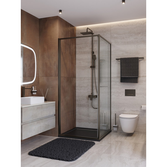 Душевое ограждение Cezares Lux 90x100 см LUX-AH-FS-1-90/100-C-GM, оружейная сталь/прозрачное фото 3