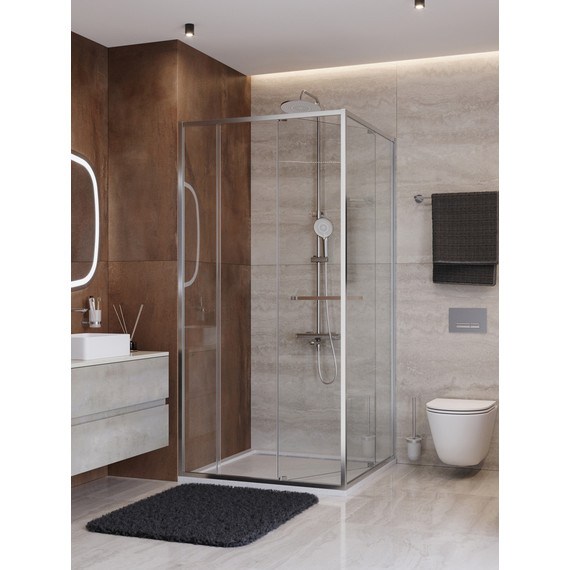 Душевое ограждение Cezares Lux 100x90 см LUX-AH-FS-11-100/90-C-CR, хром/прозрачное фото 2