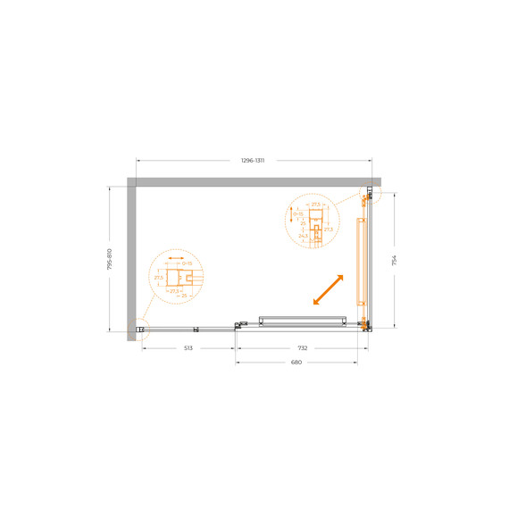 Душевое ограждение Cezares Lux 130x80 см LUX-AH-FS-11-130/80-C-GM, оружейная сталь/прозрачное фото 12