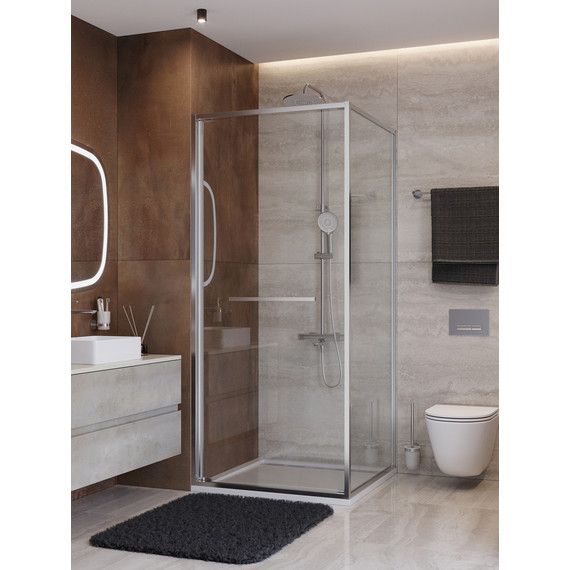 Душевое ограждение Cezares Lux 80x80 см LUX-A-FS-1-80-C-CR, хром/прозрачное фото 