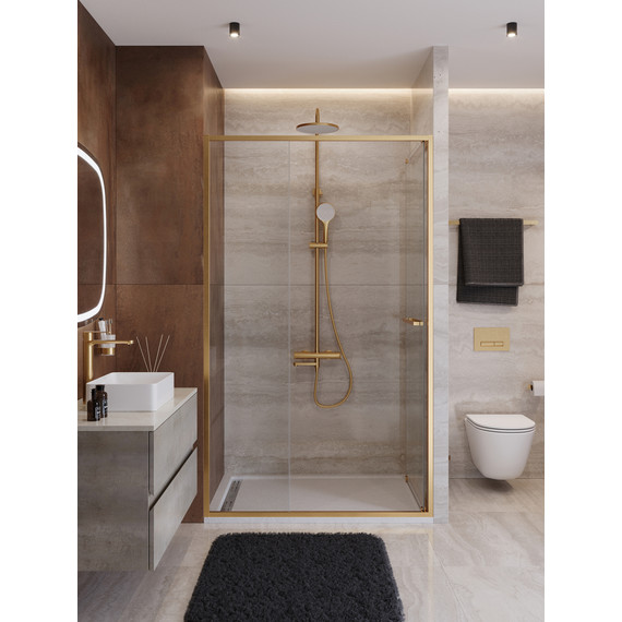 Душевая дверь Cezares Lux 120 см LUX-B-FS-11-120-C-BORO, брашированное золото/прозрачное фото 4