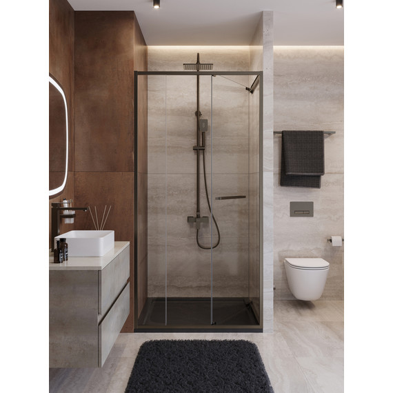 Душевая дверь Cezares Lux 110 см LUX-B-FS-11-110-C-GM, оружейная сталь/прозрачное фото 3